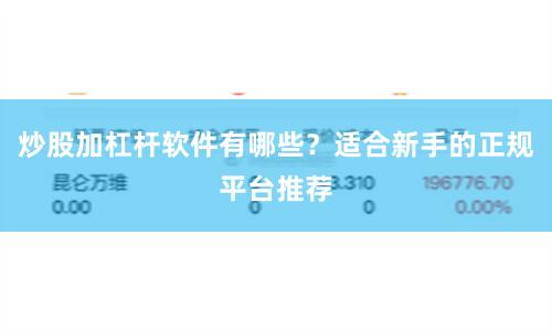 炒股加杠杆软件有哪些？适合新手的正规平台推荐